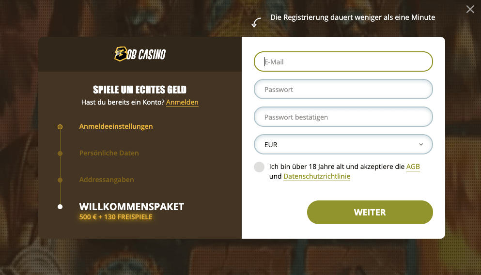 Here you can enter your personal data for registration